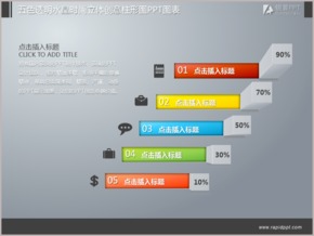 五色透明水晶時(shí)尚立體創(chuàng)意柱形圖PPT圖表