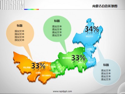 3d立体矢量内蒙古自治区地图ppt图表