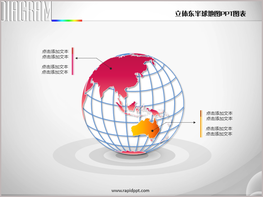 立体世界地图地球仪东半球地图ppt图表