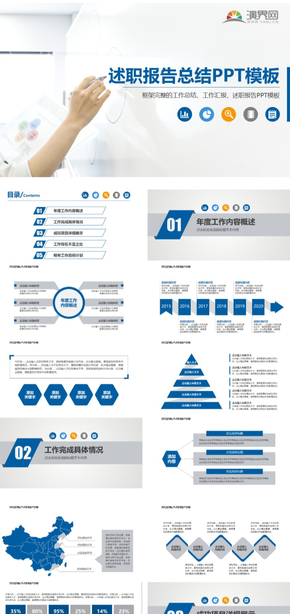 大氣實(shí)用年終述職報告PPT模板