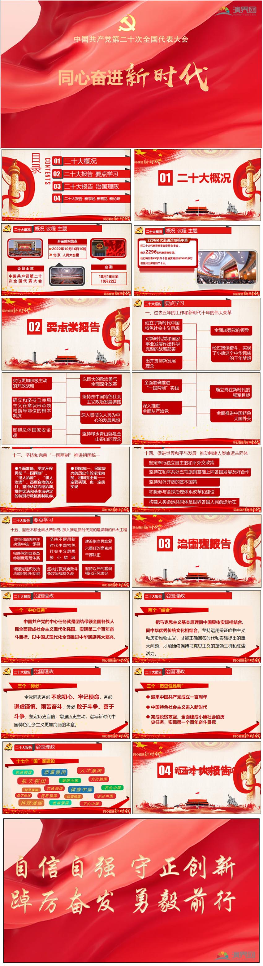 紅色二十大專題黨課精神傳達學習動態(tài)PPT