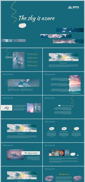 日系蔚藍(lán)色天空治愈通用PPT模板