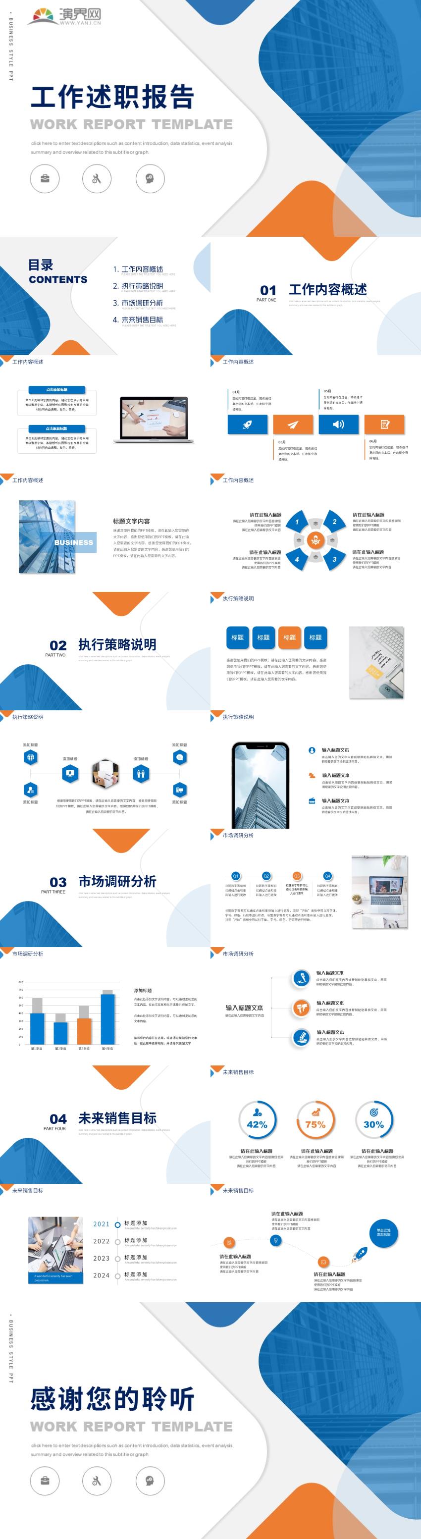 橙藍(lán)撞色商務(wù)風(fēng)工作述職報告PPT模板