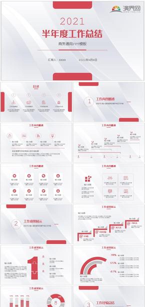紅色極簡風(fēng)半年度工作總結(jié)商務(wù)通用PPT模板