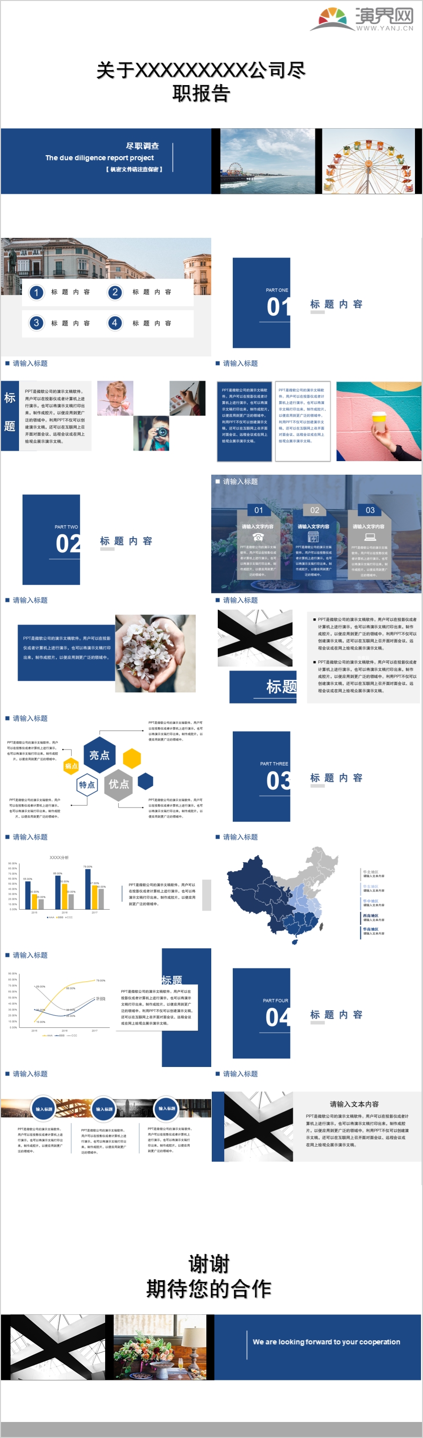 藍(lán)色工作匯報商業(yè)計劃書