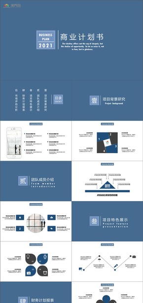 藍色簡約商業(yè)計劃書通用PPT