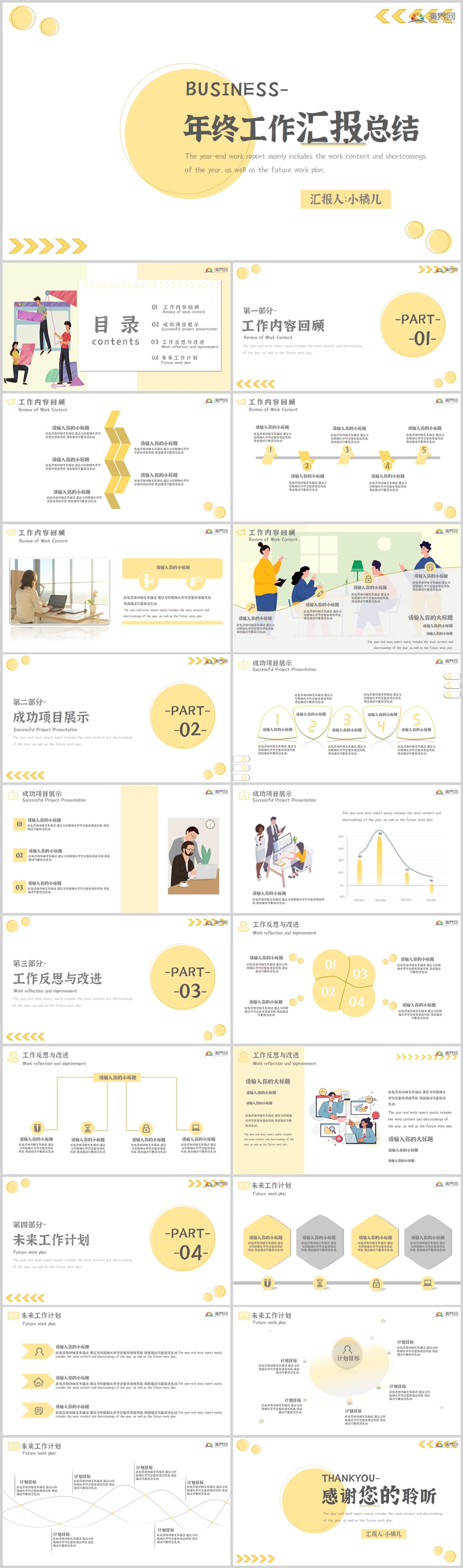 小清新淺黃色簡(jiǎn)約風(fēng)年終工作匯報(bào)ppt模板
