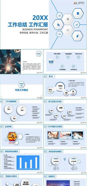 藍(lán)色簡約風(fēng)年終個人工作總結(jié)匯報PPT模版