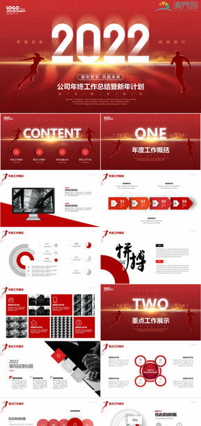  2022 Business Work Summary Red Background