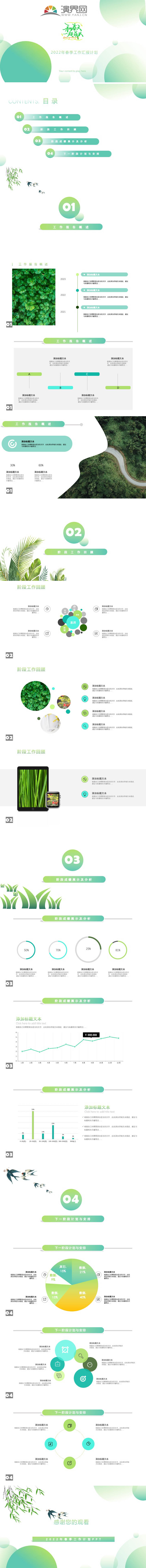 清明假期 春天小清新工作匯報PPT