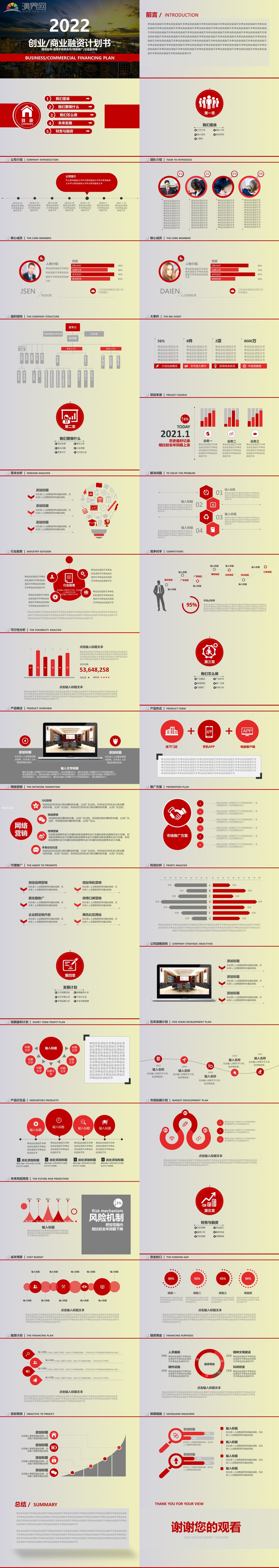 紅色系商務計劃書PPT模板