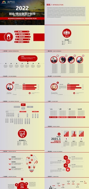 紅色系商務計劃書PPT模板