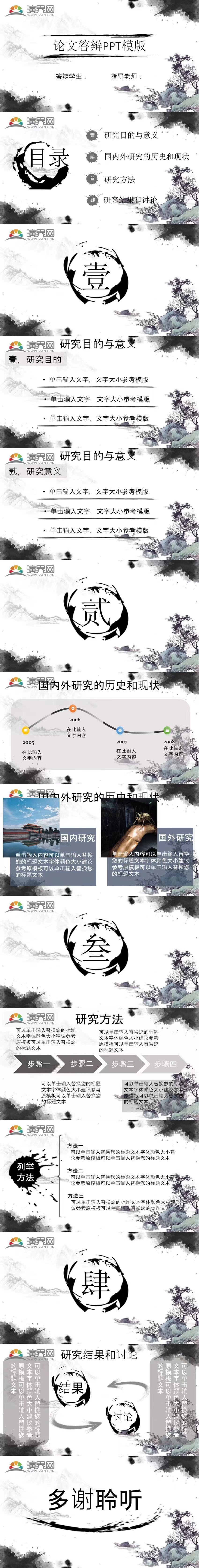 中國風(fēng)簡約大學(xué)生答辯PPT模版