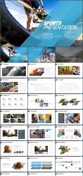 藍(lán)色山地自行車運(yùn)動(dòng)比賽PPT模板