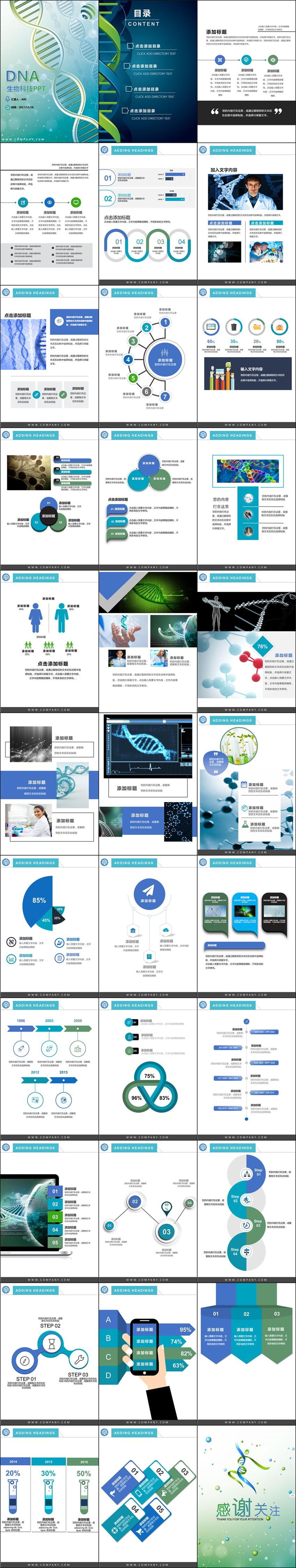 A4豎版DNA生物科技PPT模板