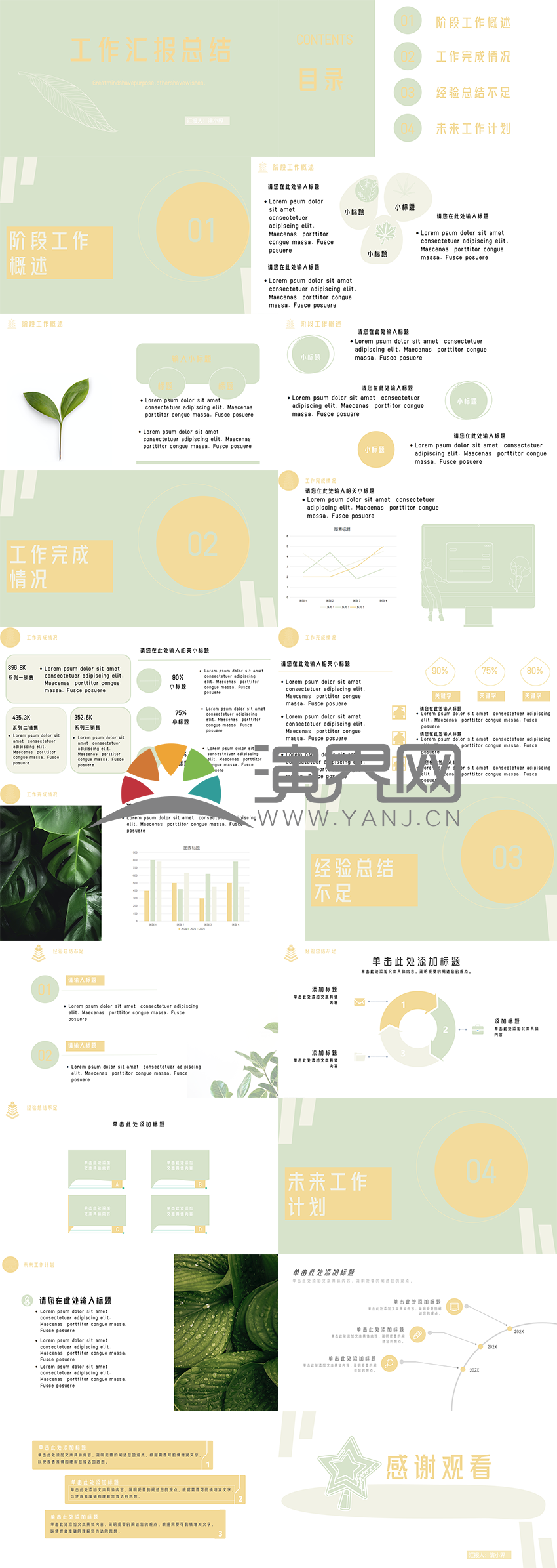 楊枝甘露色系工作匯報總結PPT模板