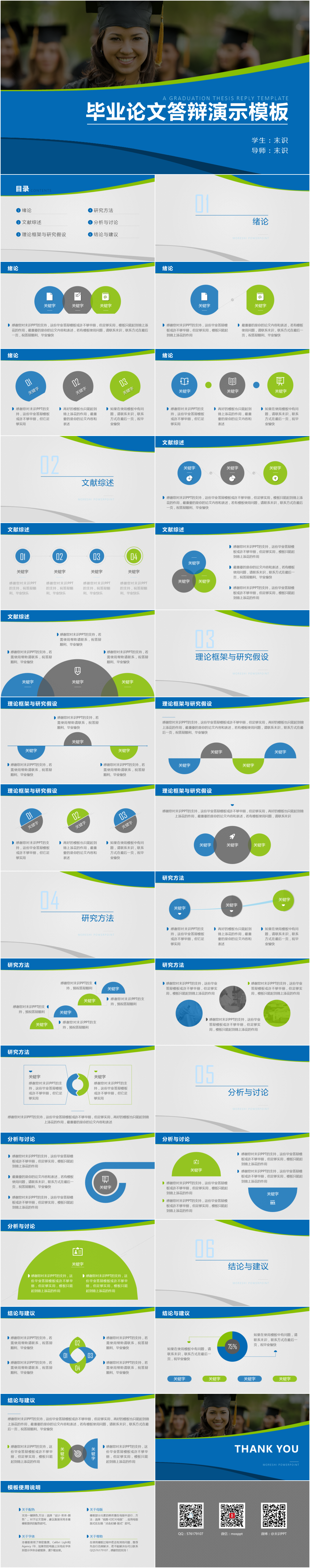 畢業(yè)論文答辯PPT模板（3套配色+2套封面+動態(tài)+靜態(tài)）