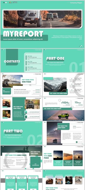  PPT Template for Introduction of Mint Green Series Cross country Outdoor Tourism Journey