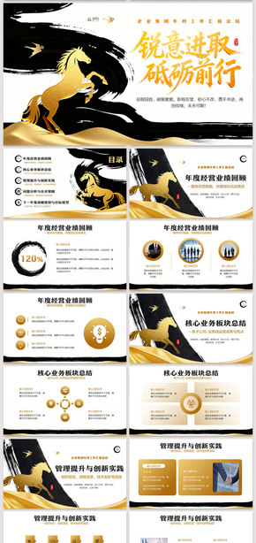 黑金創(chuàng)意簡約企業(yè)集團(tuán)公司管理層項目經(jīng)理業(yè)績年終工作計劃總結(jié)匯報新年戰(zhàn)略規(guī)格目標(biāo)PPT通用模板
