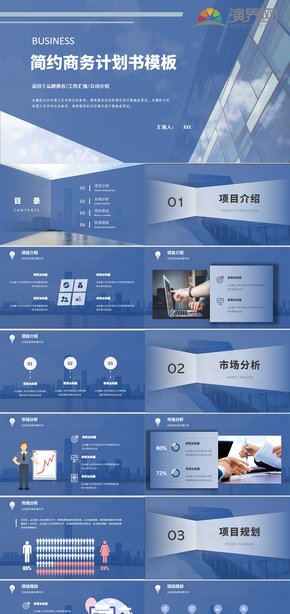 藍色商務(wù)風(fēng)商業(yè)計劃書PPT模板