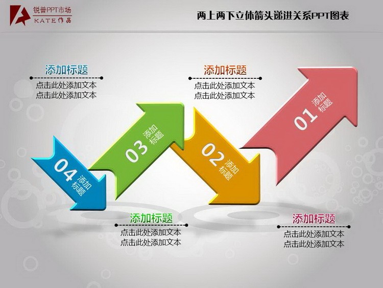 两上两下立体箭头递进关系ppt图表 - 演界网,中国首家