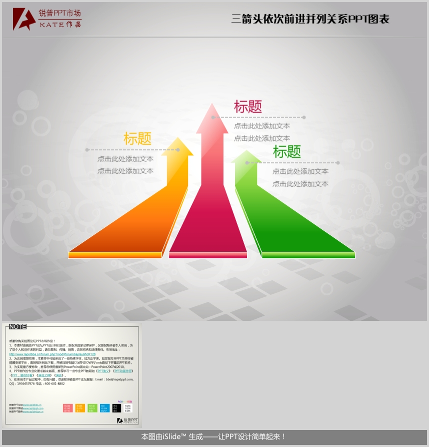 三箭头依次前进并列关系ppt图表