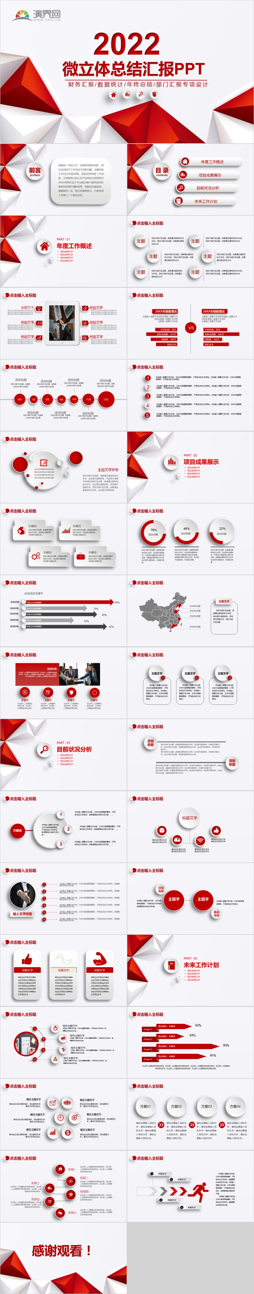 2 2022紅色微粒體總結(jié)匯報(bào)PPT模板