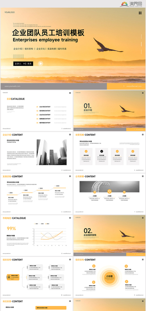 橙黃色企業(yè)團(tuán)隊員工入職培訓(xùn)手冊PPT模板