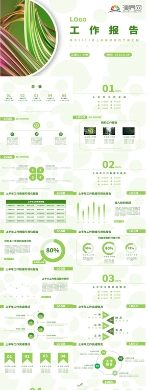 綠色工作報告PPT模板