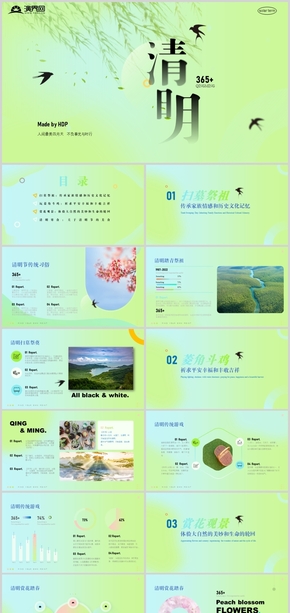  Green and fresh 24 solar terms Qingming custom dynamic ppt