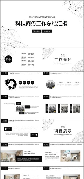 大氣點線科技商務(wù)項目匯報PPT