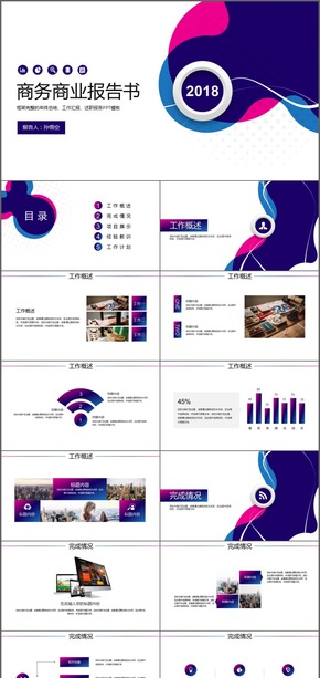 多彩曲線商務商業(yè)工作計劃PPT