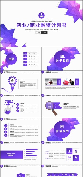 藍紫漸變創(chuàng)業(yè)商業(yè)工作計劃總結匯報PPT