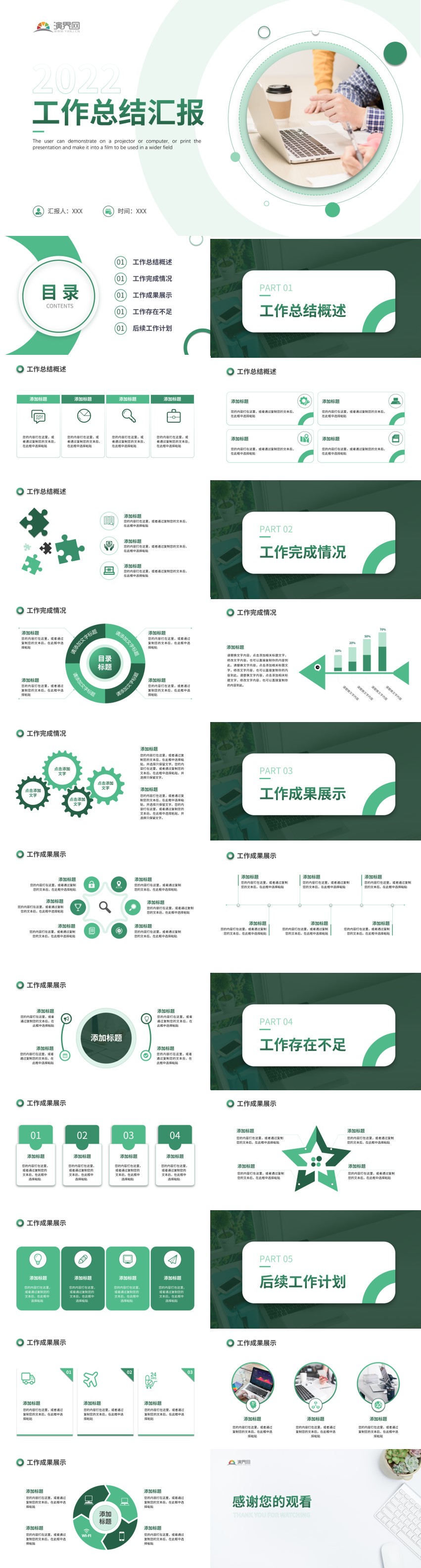 綠色簡約商務(wù)通用工作匯報(bào)年終年中總結(jié)述職PPT