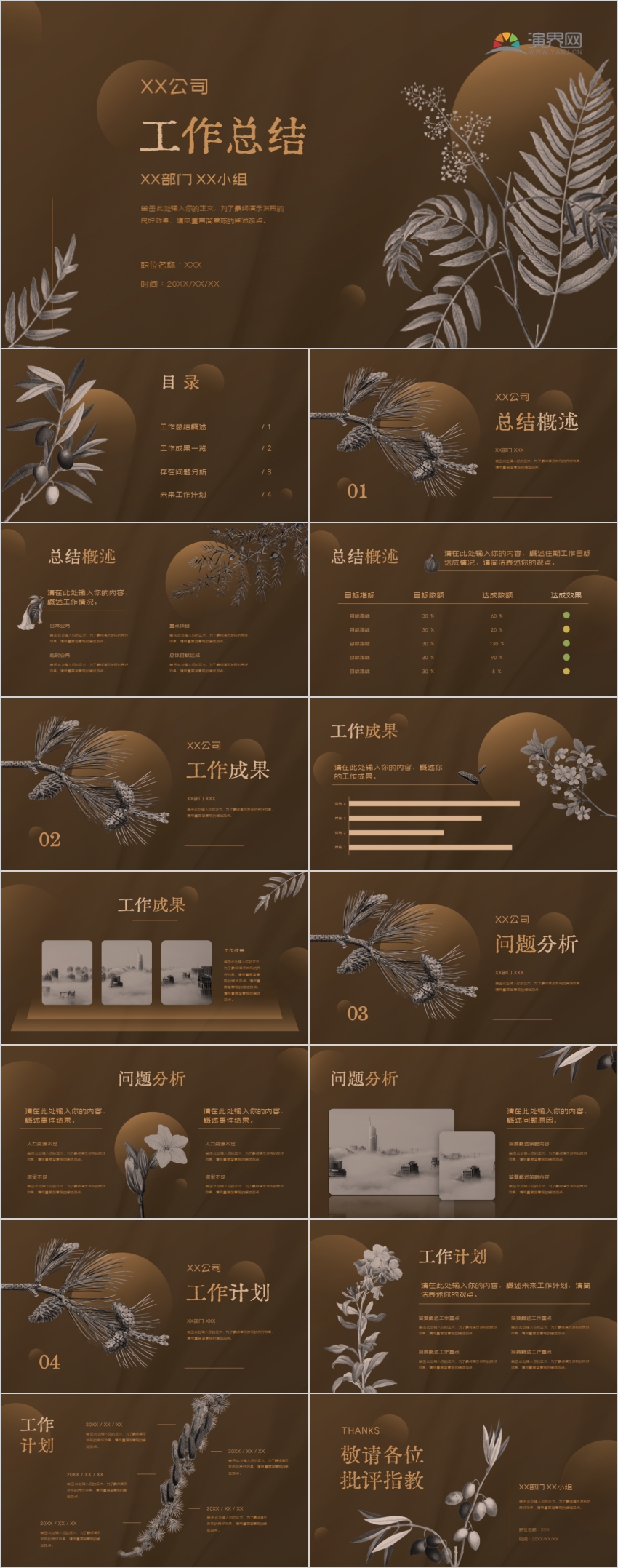 棕色復(fù)古風工作總結(jié)通用PPT模板