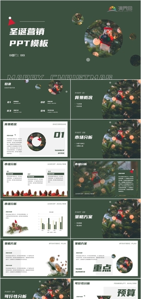 绿色实景圣诞营销通用PPT模板