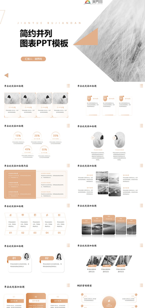  Brown simple parallel summary chart PPT template