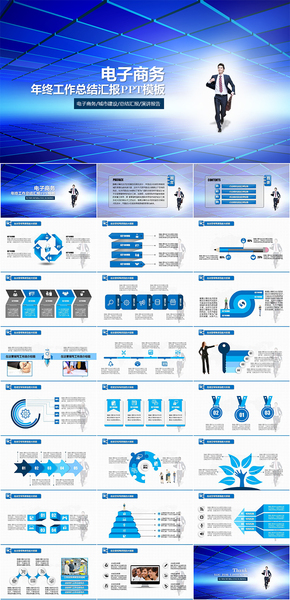 商務工作總結(jié)匯報類PPT模板