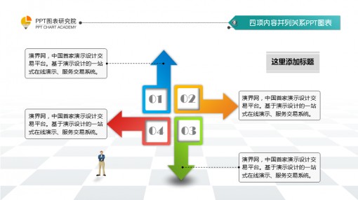 四项内容并列关系ppt图表动态