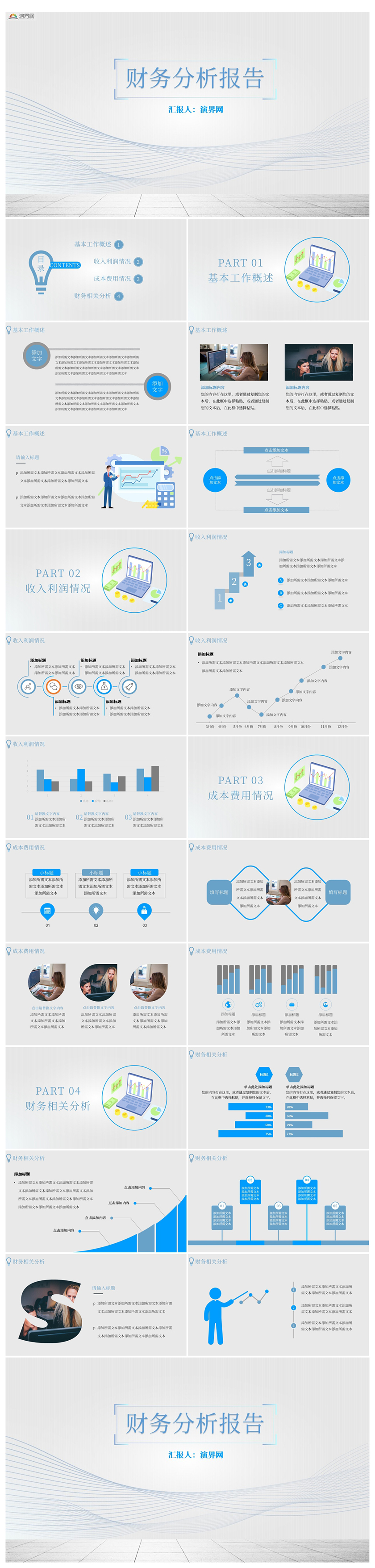簡約風財務財務分析報告PPT模板