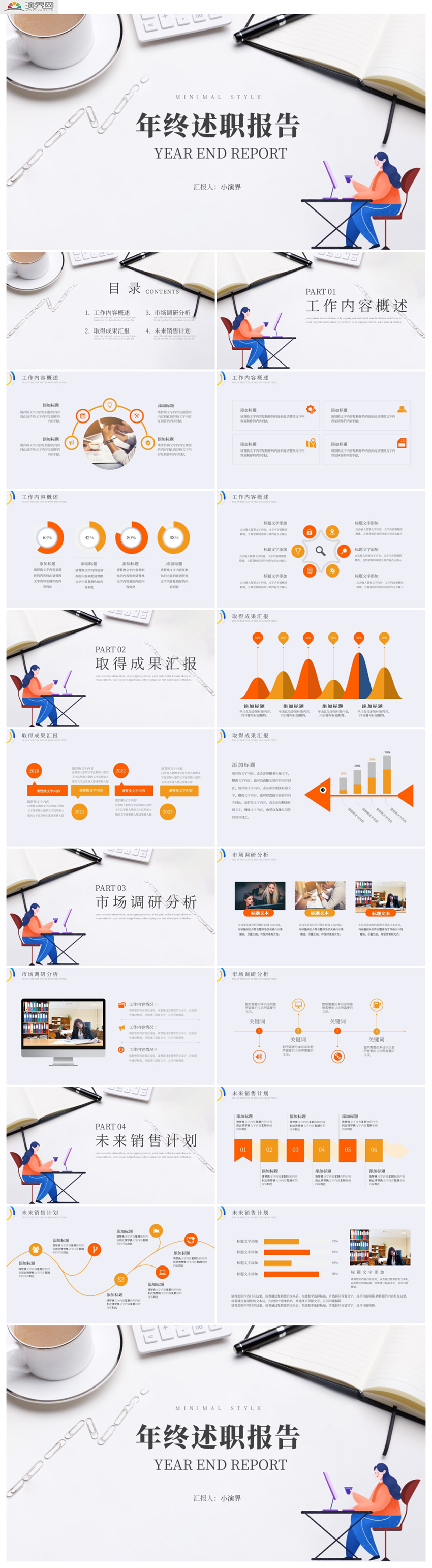 白色極簡(jiǎn)圓環(huán)年終述職工作報(bào)告PPT模板