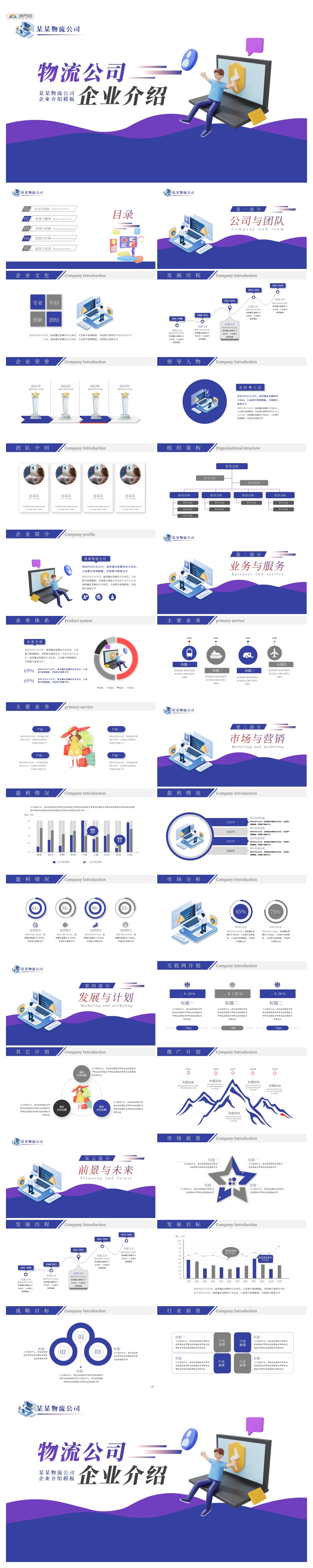 藍(lán)色公司企業(yè)介紹公司簡介PPT模板