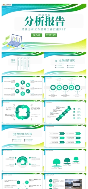 小清新經營分析工作報告PPT模板