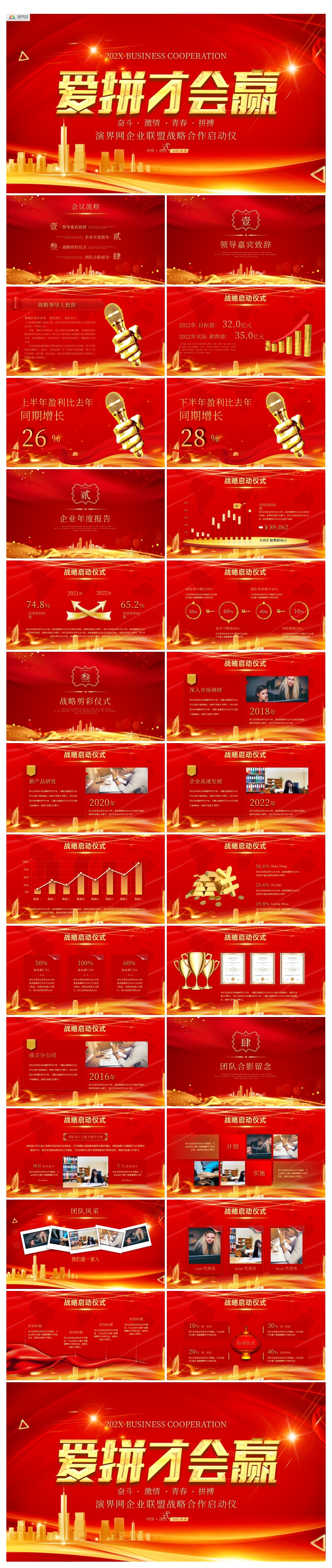 商務(wù)企業(yè)戰(zhàn)略合作啟動儀式啟動大會年會ppt模板