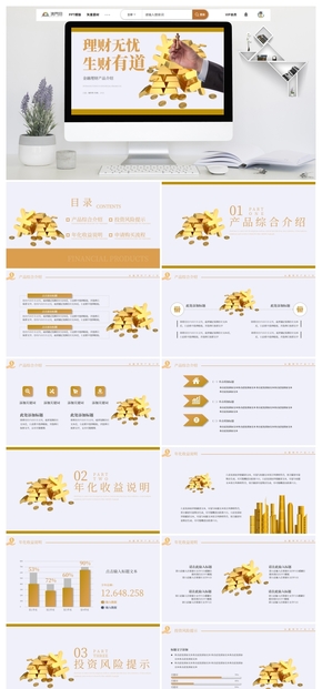 簡約風格金融理財產品介紹PPT模板