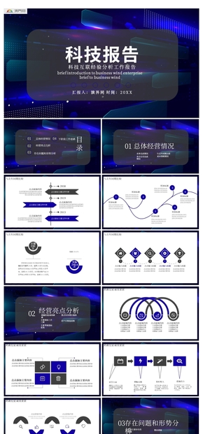 科技互聯(lián)公司經(jīng)營分析工作報告PPT模板