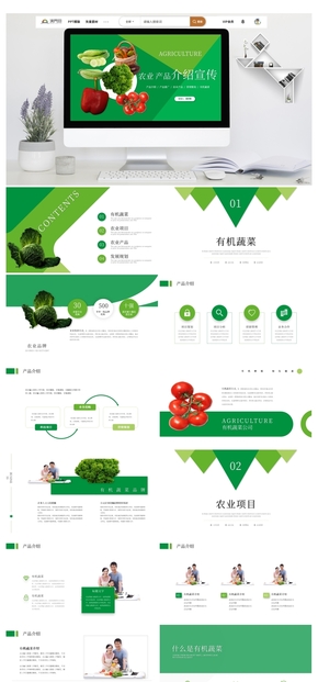 簡約有機農業(yè)有機蔬菜產品介紹宣傳ppt模板