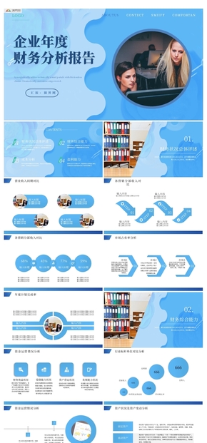 藍(lán)色企業(yè)年度財(cái)務(wù)分析報(bào)告PPT模板