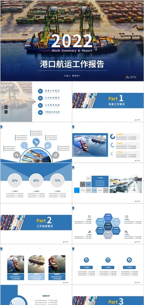 藍色海洋港口航運年度工作總結(jié)匯報PPT模板