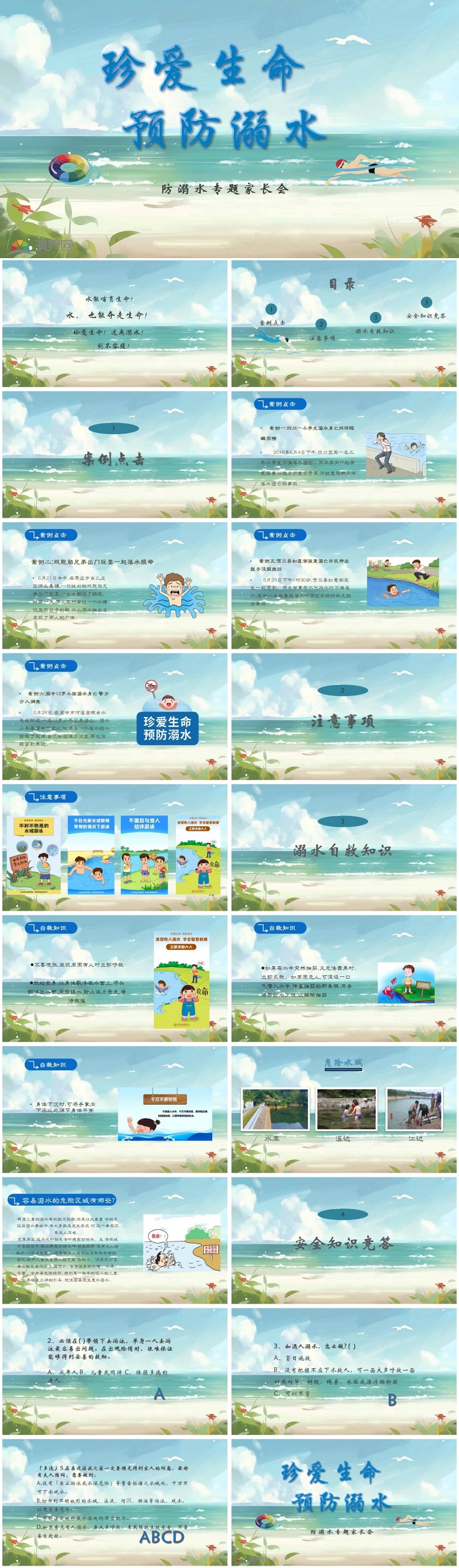 夏季防溺水宣傳ppt模板